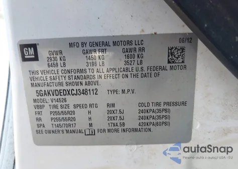 2012 Buick Enclave Premium из США, поврежденный, VIN 5GAKVDEDXCJ348112